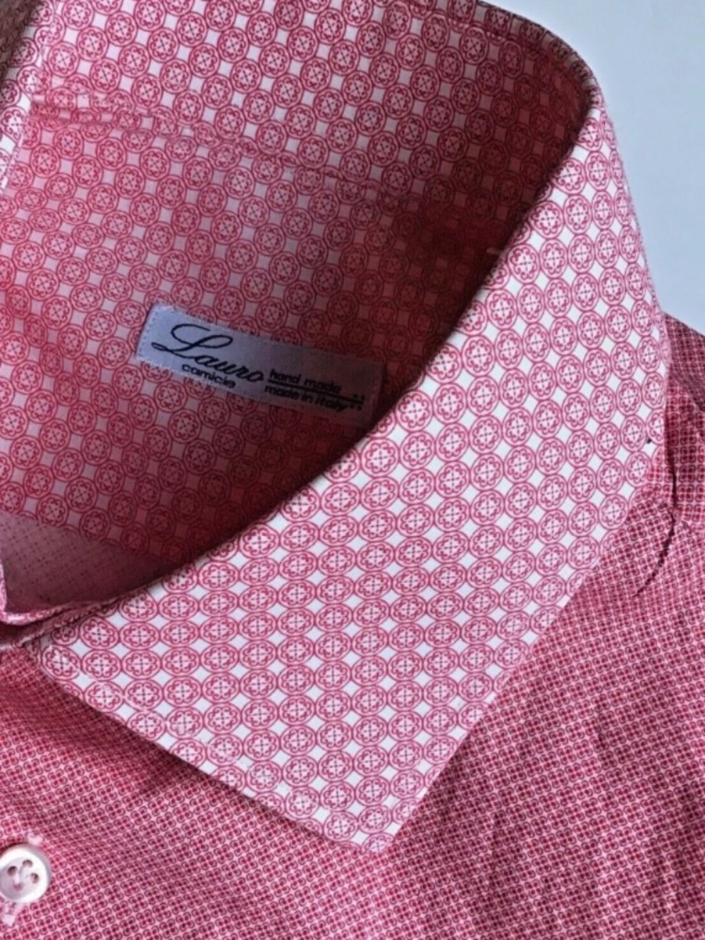 Lauro  Lovely pink  cotton shirt Sz 15 3/4 ~ 40 handmade  in Italy 🇮🇹
